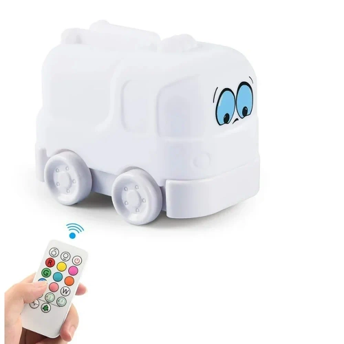 Luz nocturna LED de silicona con forma de camión de bomberos | Lámpara portátil para niños con 9 colores de luz | JL-603