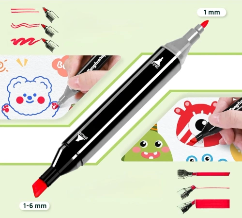 SMP-60PCS | Gekleurde markeringen | Dubbelzijdige markers | Een set stiften in een zakje