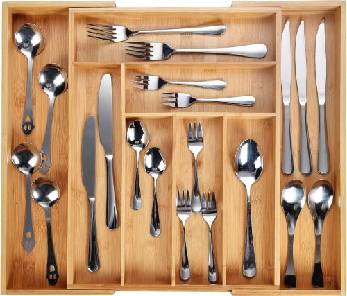 Organisateur de couverts | Insert de tiroir en bambou avec 8 compartiments | KBT-G844