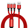 UC08-1.2M-3in1-Vermelho | Cabo 3 em 1 | USB - Micro USB, iPhone Lightning, Tipo C