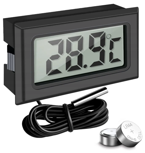 KTM-050-BLACK | Digital thermometer | Mini measuring device with waterproof sensor