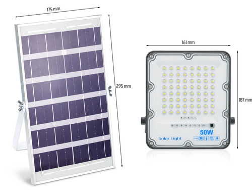 Комплект LED прожектор 50W + Соларен панел 6V/6W с дистанционно | 1500lm, 3000mAh, IP66