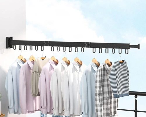 LYJ-T90-BLACK | Foldable clothes hanger | Foldable dryer | Wall rail with hooks