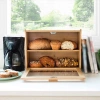 FC-B317 | Bamboo haversack with shelf | Bread container Large bread box for bread, rolls