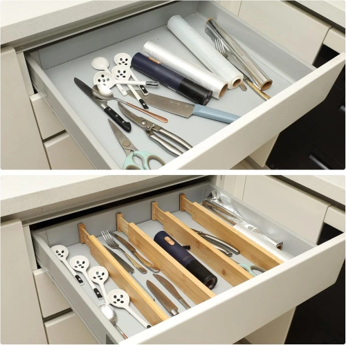 Organizador de cajones para muebles | Divisores de cajones de bambú | Compartimentos expandibles | KBT-D456