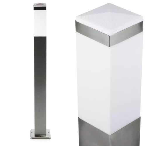 LLF-90CM | Staande tuinlamp, vierkante paal voor een E27 lamp | Voeding 230V, RVS | RVS, 90 cm