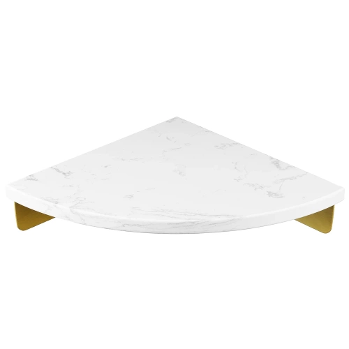 TBD-211-WHITE-MRBL | Corner bathroom shelf | Marble shelf for cosmetics