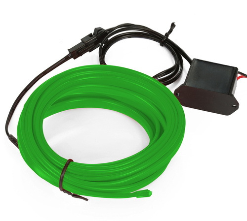 El Wire Set Groen 1M - Omgevingslicht EL Wire glasvezel met een losse 12V omvormer