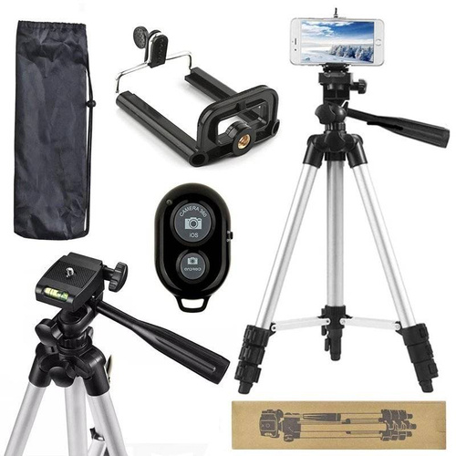 Definir | Tripé 1/4" 150cm | Controle remoto Bluetooth | Suporte para telefone | Capa