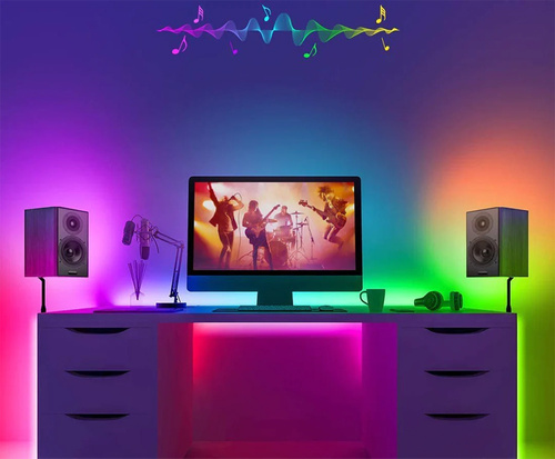 ASF-RGB-10M | LED szalag WS2812B RGBIC 10 m | Neon, könnyűlánc | IR távirányító, Bluetooth, IP65, USB