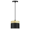 Pendant light with wooden accent | Scandinavian style ceiling fixture with E27 socket for living room, bedroom | black | YG-XD003-BK
