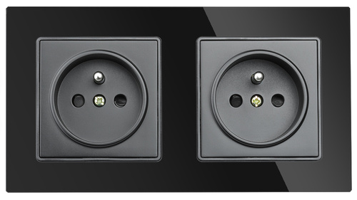 SC80-2 | Double socket with grounding | Black | Glass | 230V