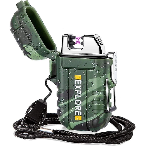 Plasma Feuerzeug | Wasserdichtes Survival Feuerzeug | USB wiederaufladbares Feuerzeug | JL-F12-Grün