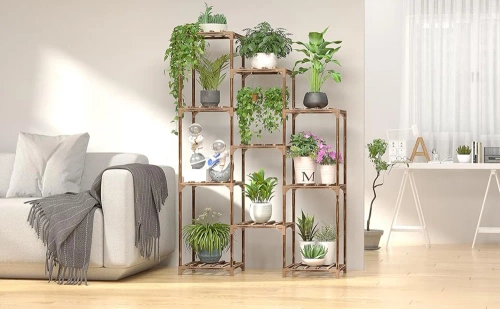 NZ239-BAMBOO | Suport de flori din lemn pentru ghivece | Stand pentru plante | Raft cu flori