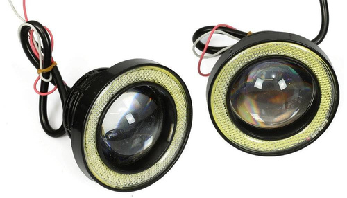 LED 760 | 2 ks - Sada mlhových světel s vestavěnými kroužky Angel Eyes LED DRL | kruhový ø 76 mm