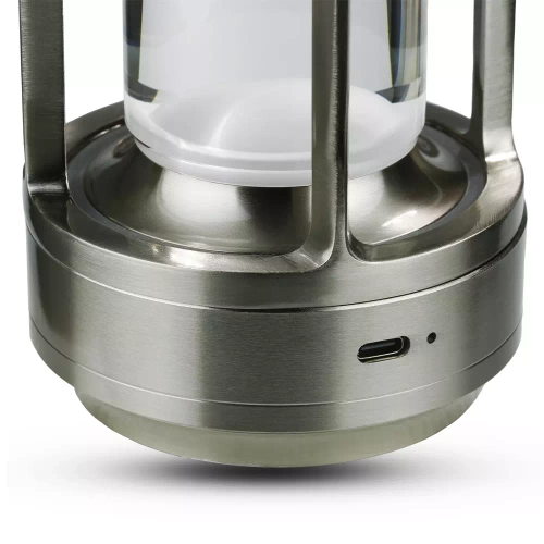 HJA27 | Lampada da tavolo LED da campeggio con batteria integrata da 2000 mAh e pannello touch | 3 colori di illuminazione, dimmerabili | Argento