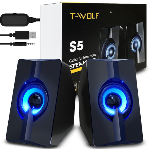 S5 | 2.0 kompiuterio garsiakalbiai su LED apšvietimu | 6W RMS 20Hz-20kHz 4ohm