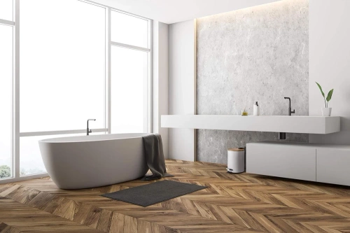 Badezimmer Abfalleimer | rund, Bambusdeckel, Pedal, 3 l | weiß | GY-TB3L