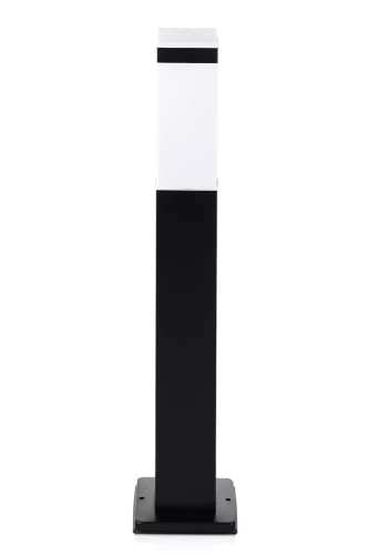 LLF-65CM | Lampada da giardino in piedi, palo quadrato per lampadina E27 | Alimentazione 230V, acciaio inox | Nero opaco, 65 cm