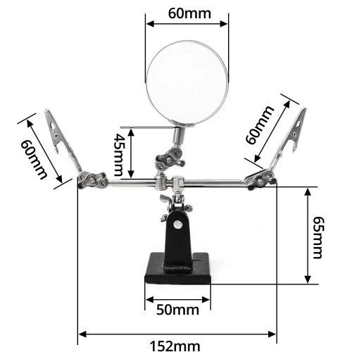 TE-805-B | Universal loddeværktøj | Tredje Arm | forstørrelsesglas