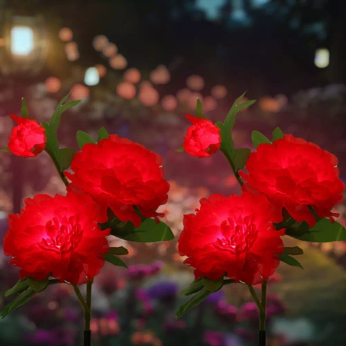 FLD-10-ROUGE | Lampe de jardin solaire LED Peony rouge | 80cm, 600mAh