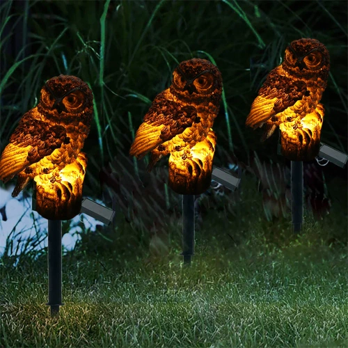 FLD-18-КОРИЧНЕВИЙ | Сонячний садовий світильник LED Owl | 42 см, 600 мАг