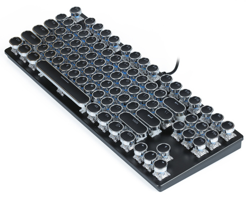 T72 | Retro style mechanical gaming keyboard with RGB LED backlight and short blue switches