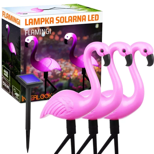 BRD-3IN1 | LED соларна градинска лампа Flamingos 3бр | 51см, 600mAh