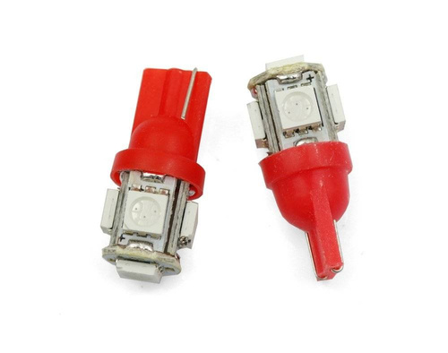 Car LED bulb W5W T10 5 SMD 5050 RED