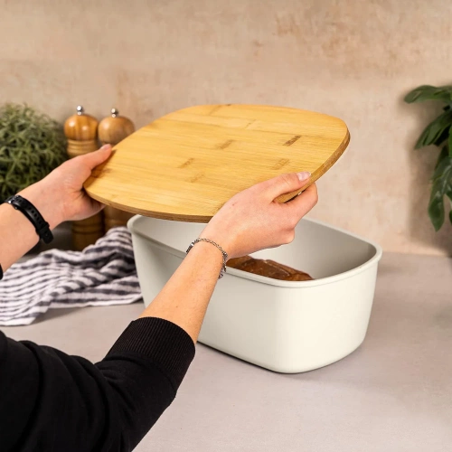 FC-B215 | Contenitore per il pane | Scatola per il pane | Contenitore su ruote con tagliere