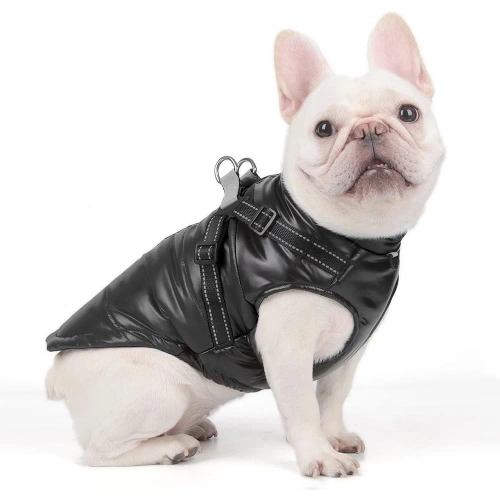 Dog winter jacket with integrated harness | size M | PET-017S-BK
