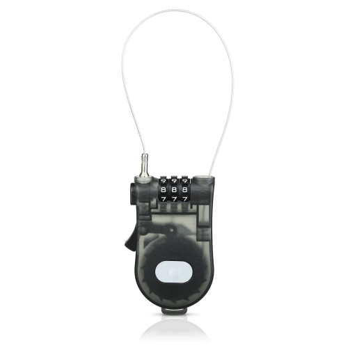 Cadenas à combinaison avec cordon élastique 110 cm | Cadenas universel à code à 3 chiffres | Cadenas compact à combinaison avec cordon rétractable | BLC-565