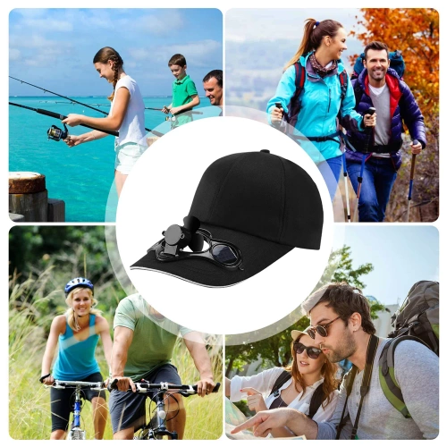 SFH-8934-FEKETE | Napelemes kalap szélmalommal | Baseball sapka beépített ventilátorral | Hűtősapka
