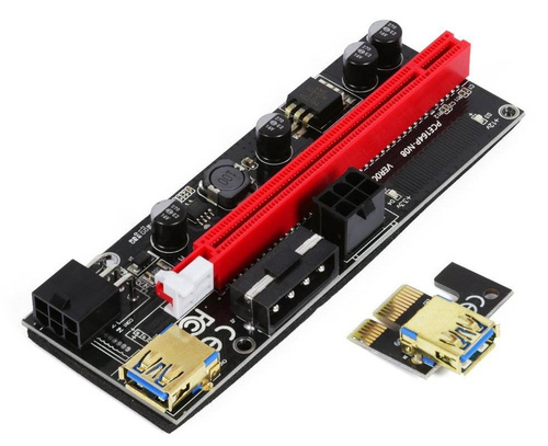 Riser 009S Gold | gold-plated USB 3.0 sockets + cable | 6-PIN power supply