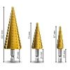 SDS-3PCS-GOLD | Set of 3 conical drill bits | HSS step drills