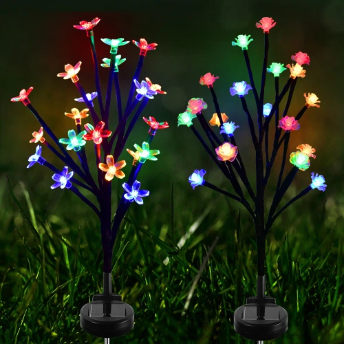 FLD-07-C | Flor solar | Lâmpada solar LED para jardim Árvore com flores | 70cm, 600mAh