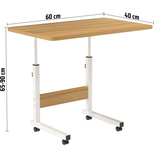 Mobiler Laptoptisch | Funktionaler, höhenverstellbarer Computertisch mit Rollen | LFD-7090-WD