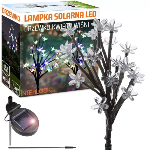 FLD-07-C | Solblomst | LED solar havelampe Træ med blomster | 70 cm, 600 mAh