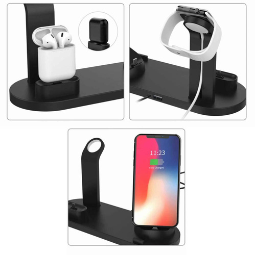 WD-03 | Dokkolóállomás Apple iPhone Airpods Watchhoz | 15W vezeték nélküli töltő | 3 csatlakozó - USB-C / Lightning / Micro USB