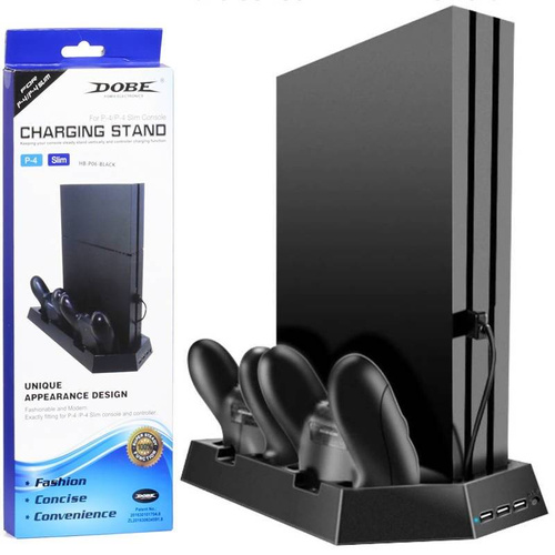 Ny model | HB-P06-3in1-B | Kølestativ til PS4 / Slim / Pro | Dockingstation med HUB 3 USB