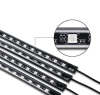 RGB LED auto-interieurverlichting via USB | Bluetooth-verbinding met de applicatie op de telefoon | 4x LED-strip 12 diodes 5050 22cm | IR-afstandsbediening | muziekmodi