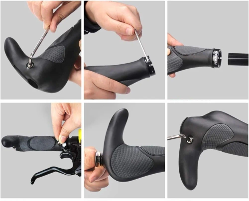 Fahrradgriffe ergonomisch mit Hörnchen | rutschfeste Lenkergriffe | MTB, Trekking | BHD-233-G