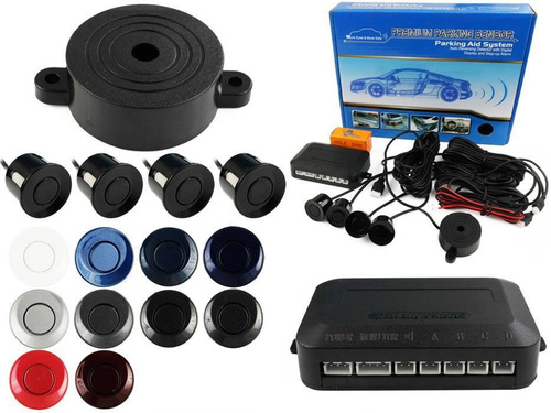 Un set di sensori di parcheggio con BUZZER e sensori nel colore selezionato