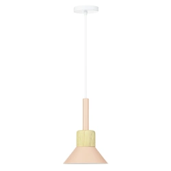 Pendant light | E27 socket, wooden details, minimalist Scandinavian style | pink | YG-XD002B-P