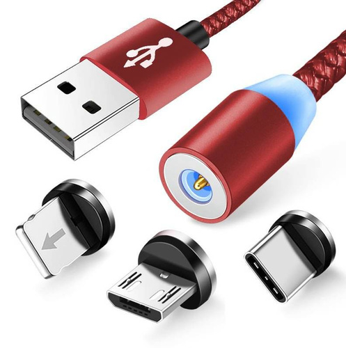 AM23 | 3v1 1M | Magnetický USB nabíjecí kabel pro telefon | Rychlé nabíjení 3.0 2,4A