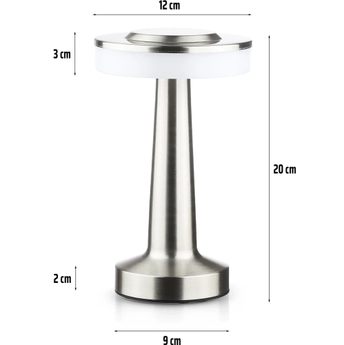 HJA14-ZILVER | Draadloze tafellamp | Aanraakgevoelige nachtlamp met instelbare lichtkleur | USB-lampje