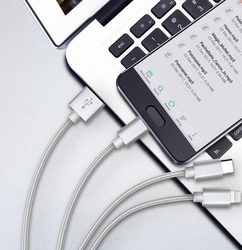 UC-005 | 3 en 1 1,2 millones | Cable de carga de teléfono USB 3 en 1 - Micro USB / Lightning / Type-C