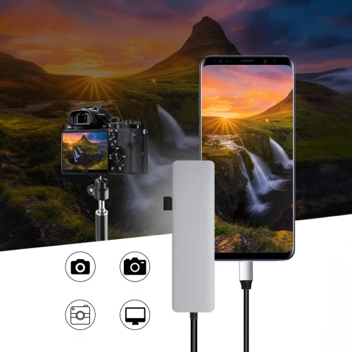 HUB | Séparateur USB-C pour 3x cartes USB + SD + TF | adaptateur, répartiteur type C 5en1