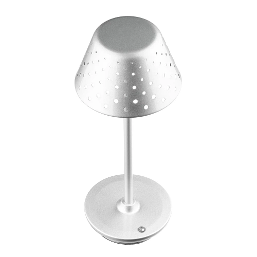 HJA15-STRIEBORNÁ | Stolná lampa so vstavanou batériou | Nočná lampa s tromi farbami svetla | Atmosférická lampa do hotela alebo reštaurácie