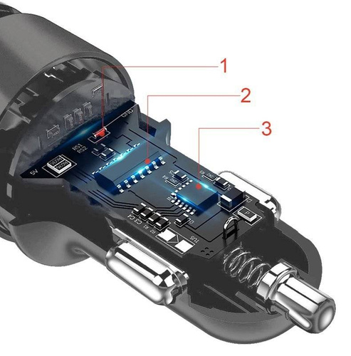 KP-2UC-Čierna | Autonabíjačka s rýchlym nabíjaním Power Delivery 3.0 a Quick Charge 3.0 | 60 W